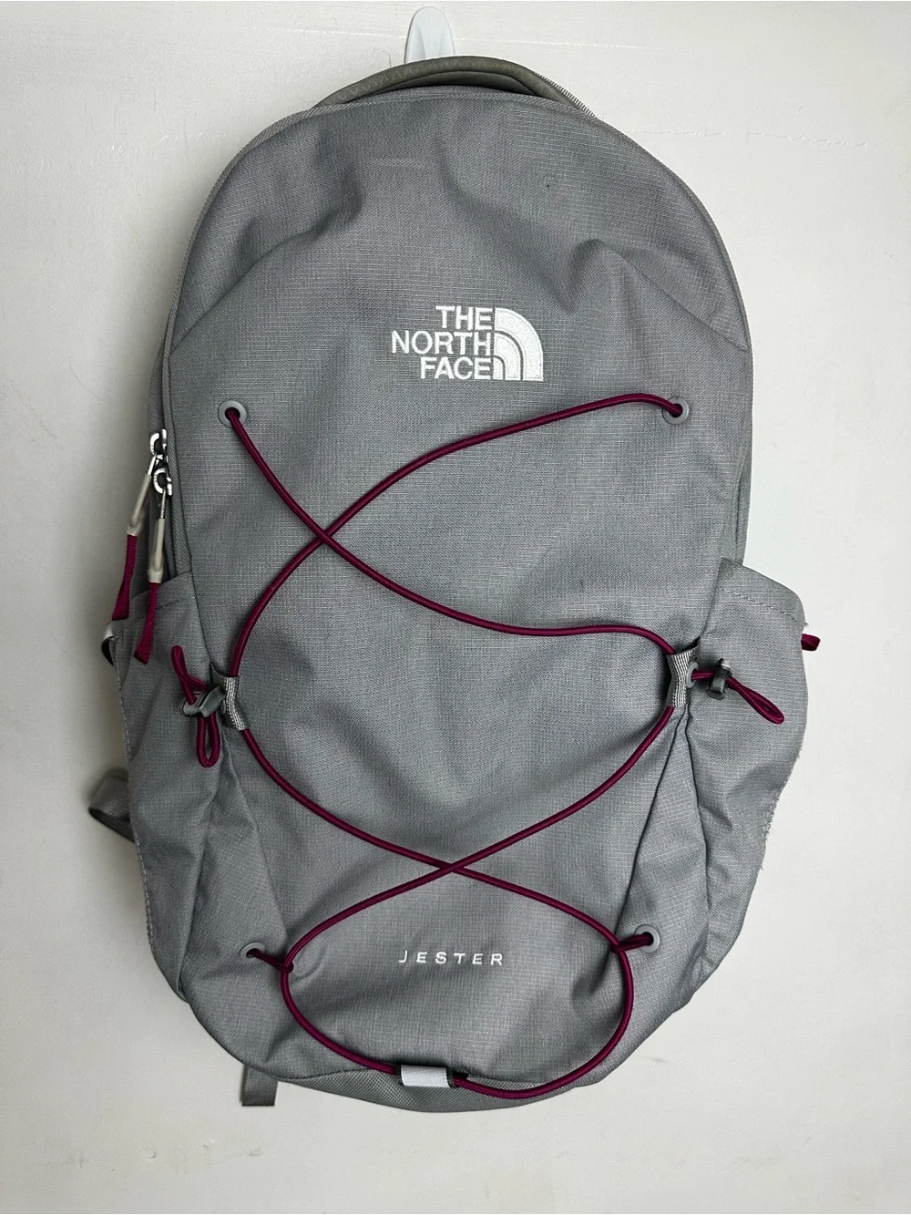 The North Face Jester Backpack in Light Gray Plum Cord Unisex Adjustable School